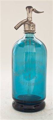 Blue Lithographed Vintage Seltzer Bottle