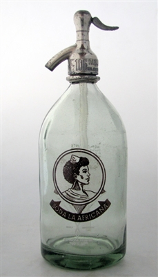 Vintage Graphic La Africana Brown Seltzer Bottle