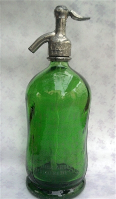 Green Silhouette Vintage Seltzer Bottle