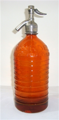 Lourdes Orange Vintage Seltzer Bottle